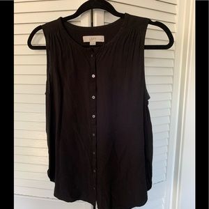 ANN TAYLOR LOFT Black Sleeveless Button Up - SP